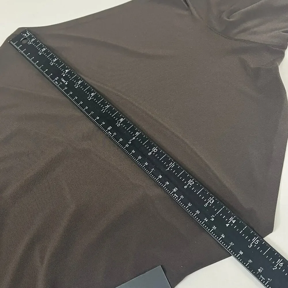 NORMA KAMALI Halter Turtle Fishtail Gown 4-Way Stretch Womens Sz M/38 Chocolate - Picture 8 of 9